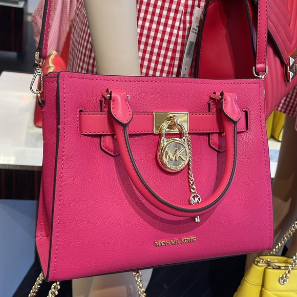 Michael Kors Hamilton Small Satchel Shoulder Crossbody Bag 
Electric Pink 
NWT - Picture 6 of 16
